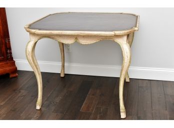 Nailtop Faux Leather Card Table - Cream Painted Wood