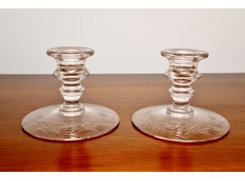 Etched Glass Candlesticks