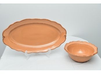 Large Ceramic Serving Platter And Bowl
