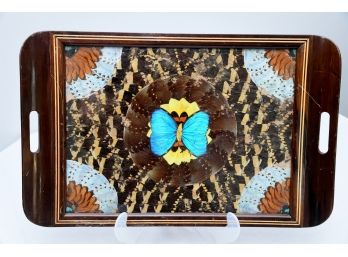 Iridescent Blue Butterfly Serving Tray