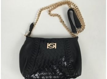 BeBe Black Leather Bag With Gold Trim And Chain
