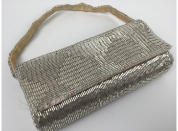 Cache Silver Beaded Evening Handbag