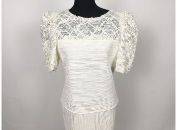 Michael Marcella Ivory Dress With Lace Size 14