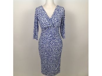 London Times Blue & White Polka Dots Dress Size 8