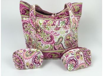 QK Quilted Tote Bag With Two Cosmetic Bags