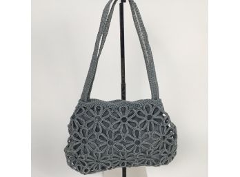 Gray Flower Design Handbag