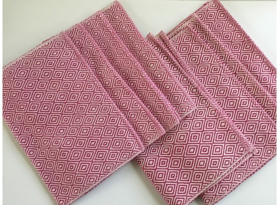6 Hemtex Pink & White Cotton Placemats From Sweden