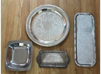 4 Silver Plated Serving Platters