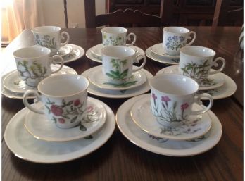 Carl Von Linne China Cups, Saucers & Dessert Plates Set