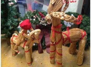 Christmas Decorations, Tree, Wreaths & Straw Reindeer
