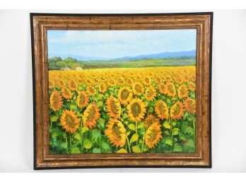 Field Of Sunflowers Oil On Canvas Signed Amato