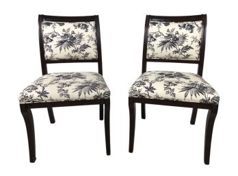 A Pair Of Greenbaum Interiors Custom Upholstered Floral Side Chairs