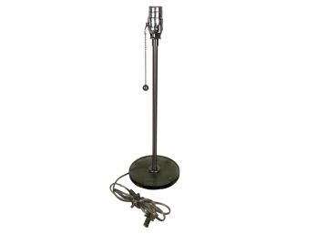 Thin Modern Table Lamp With Round Glass Base And Pull Chain