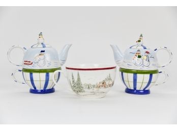 Winter Themed Teapots & Mugs
