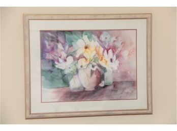 A Framed Still Life Floral Watercolor Signed Shaps