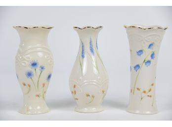 3 Piece Small Lenox Floral Bud Vases