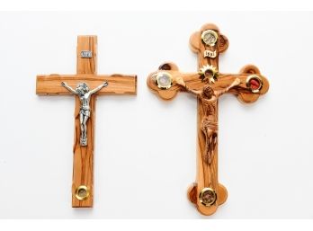 Pair Of Olive Wood Crosses