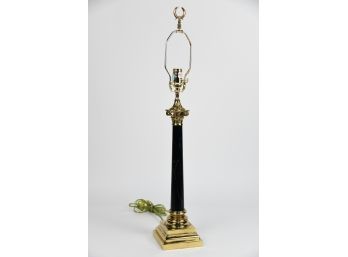 Faux Marble And Brass Lamp With Finial