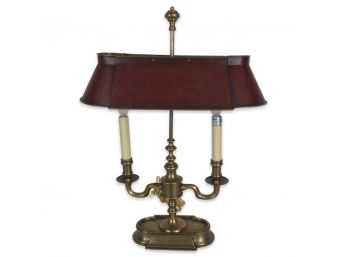 Brass Candelabra With Red Tin Shade