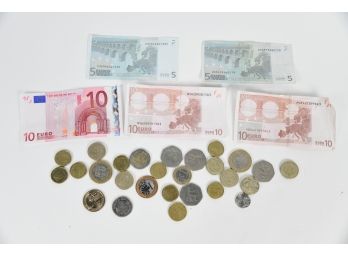 Euro Coins And Paper Currency