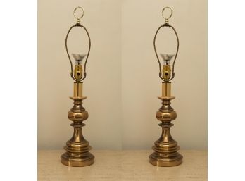 Pair Of Brass Colored Lamps