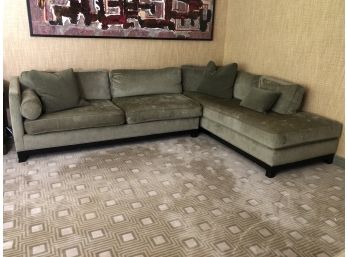 Upholstered Green L-Shaped Sofa
