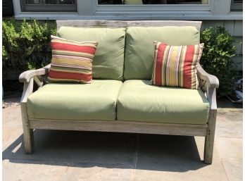 Gloster Teak Love Seat Sofa Bench With Cushions