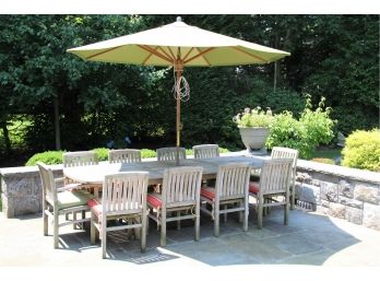 Rockwood Outdoor Teak Dining Table With 10 Chairs