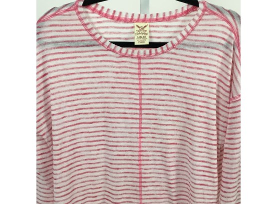 Faded Glory Pink Striped Top Size L