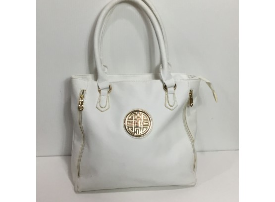 White Faux Leather Handbag