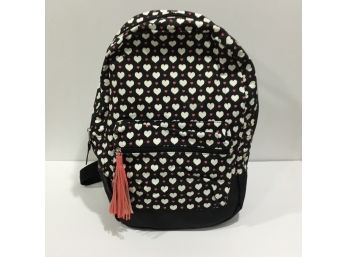 Hearts Black Backpack With Tassle