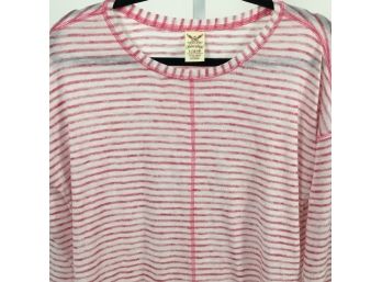 Faded Glory Pink Striped Top Size L