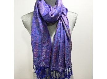 Periwinkle Scarf / Wrap With Fringes