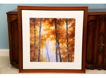 A Wooden Framed Autumn Forest Signed Striffolino