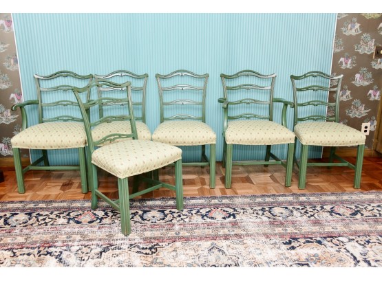 A Set Of 6 Custom Upholstered Dining Chairs