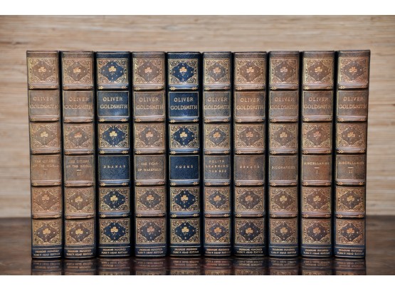 Antique Oliver Goldsmith Leather Bound 10 Volume Book Set