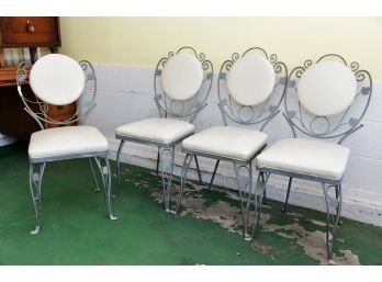 A Set Of 4 Vintage Ice Cream Shop Metal Chairs