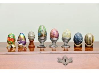 A Collection Of Marble And Glass Eggs