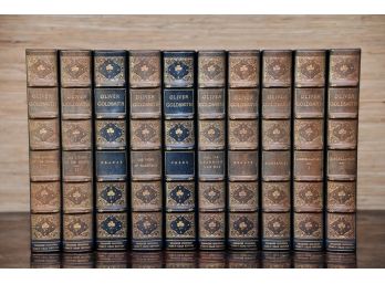 Antique Oliver Goldsmith Leather Bound 10 Volume Book Set