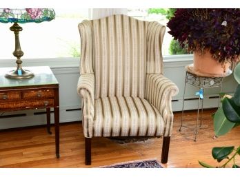 A Silk Covered Wingback Side Chair