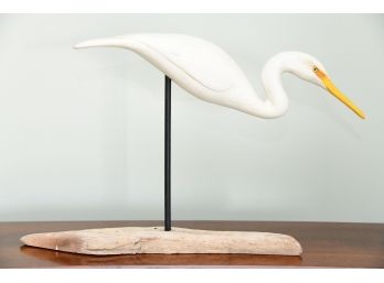 A Hand Carved Shore Bird By Local Artist Joe Young