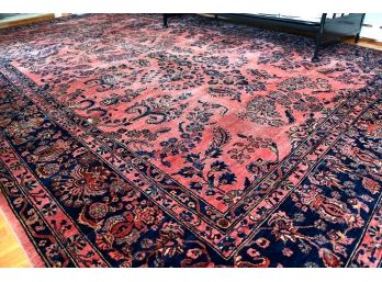 Large Antique Sarouk Hand Woven Carpet 17.5 X 10.5 Feet