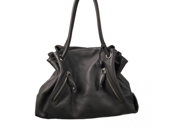 Furla Gray Pebble Leather Double Strap Handbag