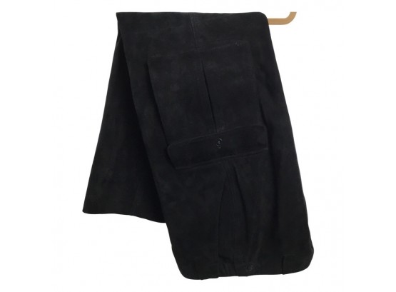 Sharis Place Black Suede Leather Pants Size 4