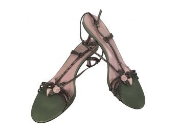 Jane Brown London Green & Pink Shoes Size 38  7.5/8