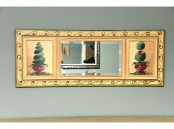 Framed Beveled Wall Mirror With Topiary Design