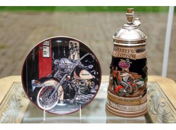 Harley Davidson Motorcycles Beer Stein And Collector Plate