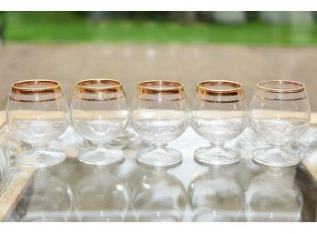 Set Of Five Small Brandy Snifter Glasses