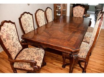 Mahogany Dining Table With 8 Matching Wooden Dining Chairs