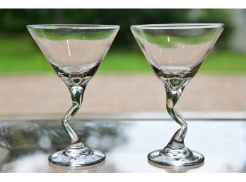 Pair Of Zig Zag Martini Glasses